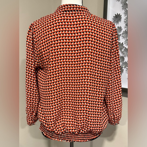 Limited Women's Geometric Print Orange and Black Blouse - Picture 4 of 9
